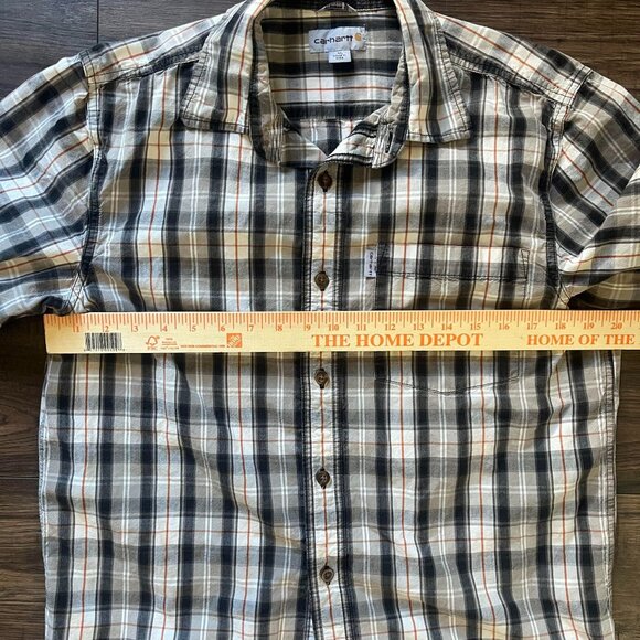 CARHARTT Mens Relaxed Fit Lightweight Gray Plaid Short Sleeve Size Medium - Picture 7 of 7
